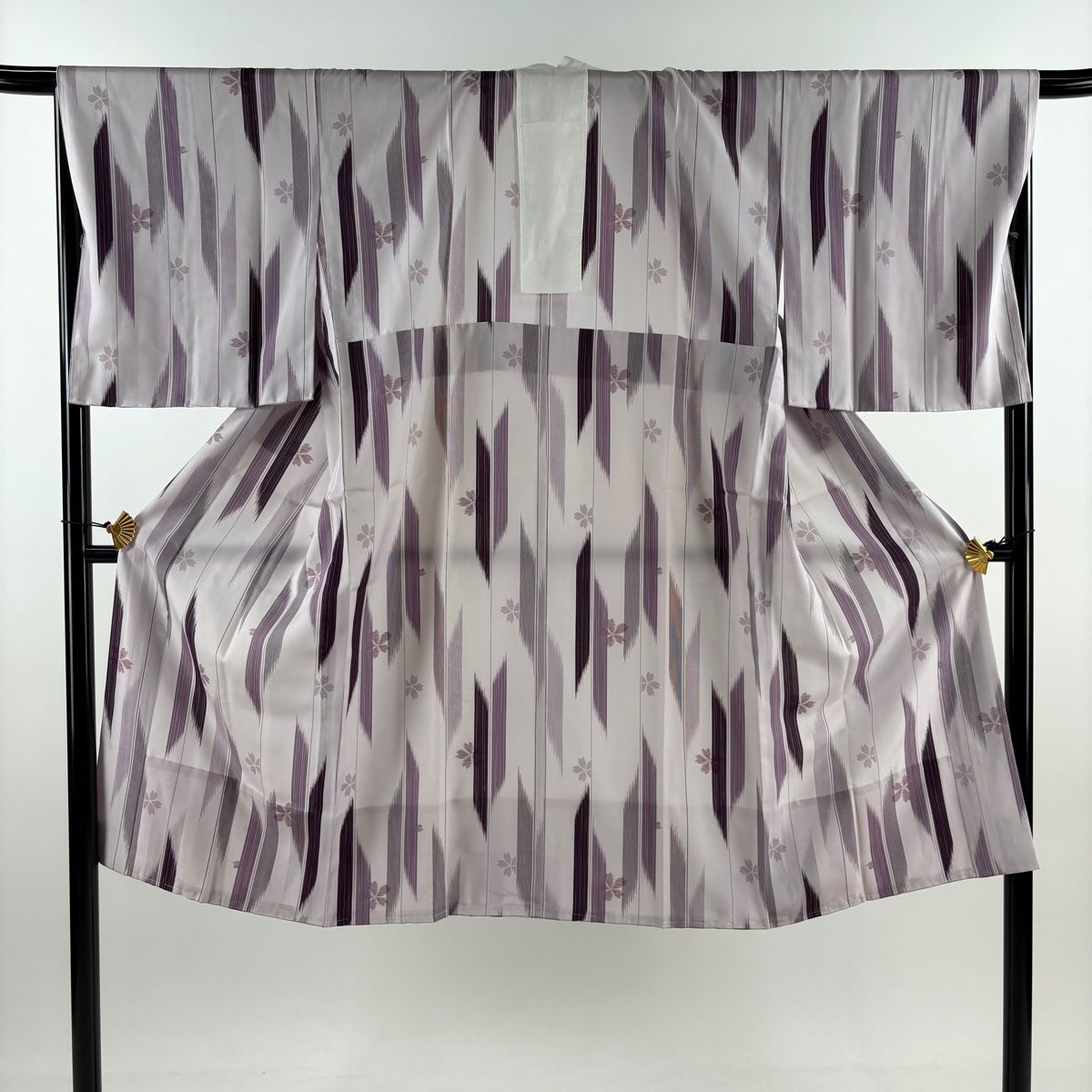 長襦袢 身丈122cm 裄丈67cm M 桜 縞 薄紫 正絹 秀品