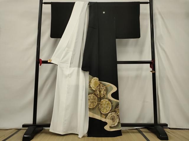 平和屋着物○豪華黒留袖 唐錦寄せ裂文様 寿光織 金糸 正絹 逸品