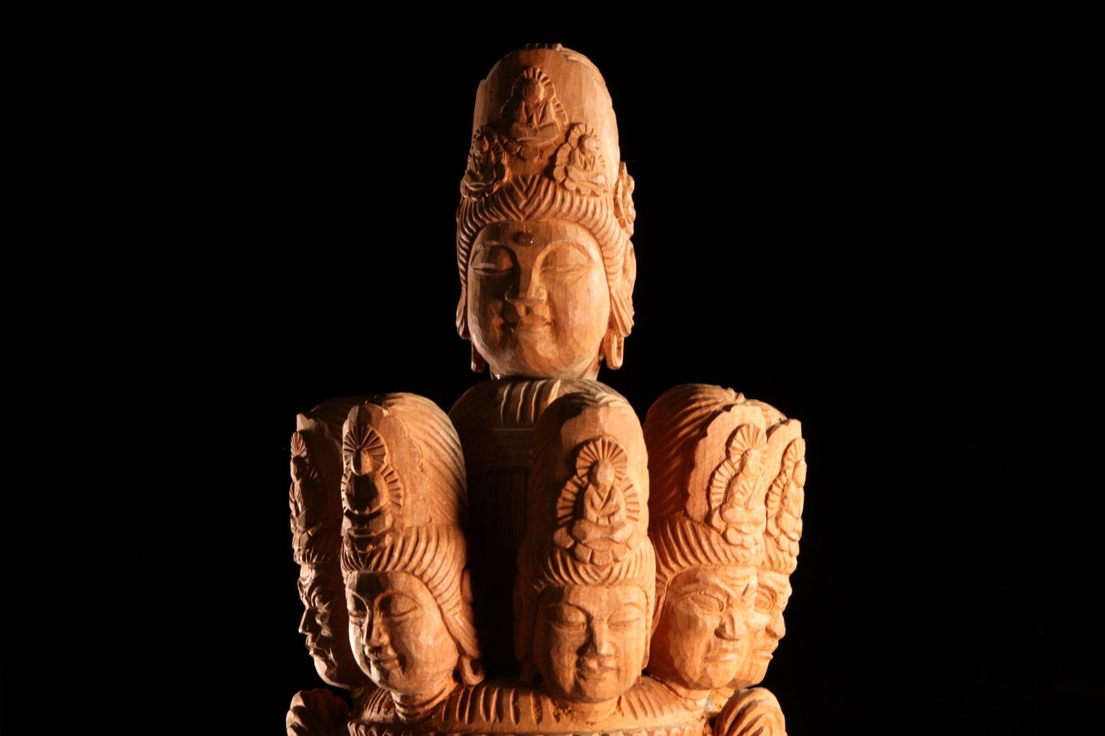 仏教美術 木彫 十一面観音立像 特大78cm 仏像 唐物 骨董 古美術