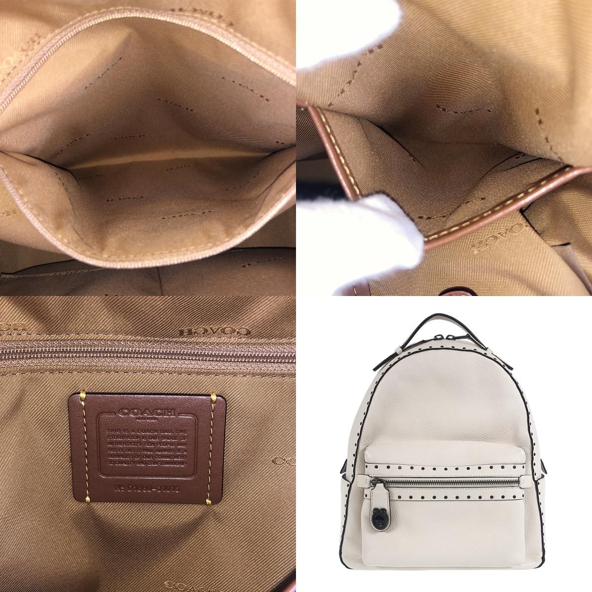 コーチ COACH スタッズ 31016 ホワイト レザー バックパック・リュック 