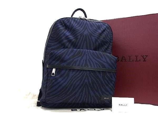 ■新品■未使用■ BALLY バリー ナイロン ゼブラ柄 リュックサック バックパック レディース ネイビー系×ブラック系 AW5109 □新品□未使用□ BALLY バリー ナイロン ゼブラ柄 リュックサック