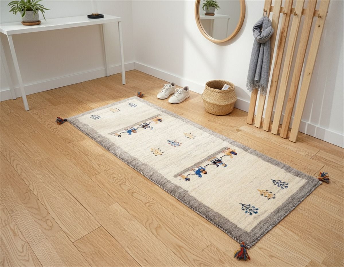 ペルシャ ギャッベ ランナー中 ラグ 150×53cm ラクダ RJ12115 ベージュ Gray MARWIL-DEMENAGEMENTS_CH