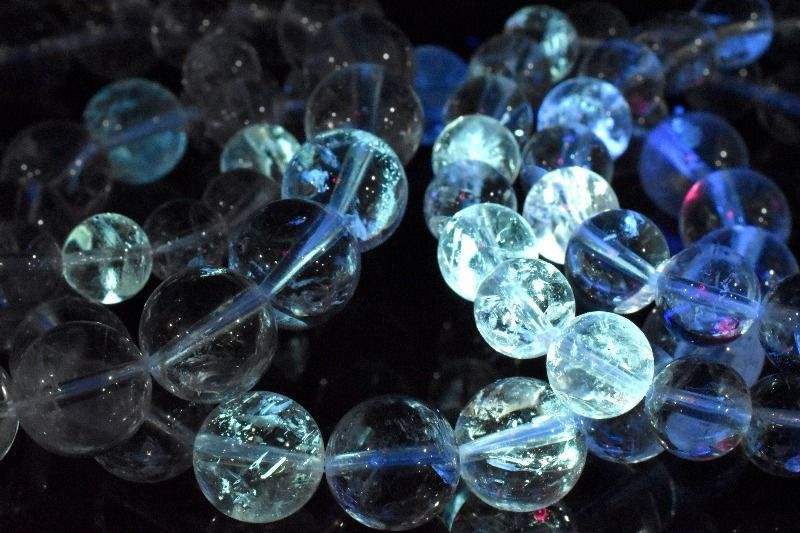 UV発光パキスタン産 オイルインクォーツ石油水晶　12.5mm　ブレスレット 1個売り パワーストーン 天然石 _BG6025-125