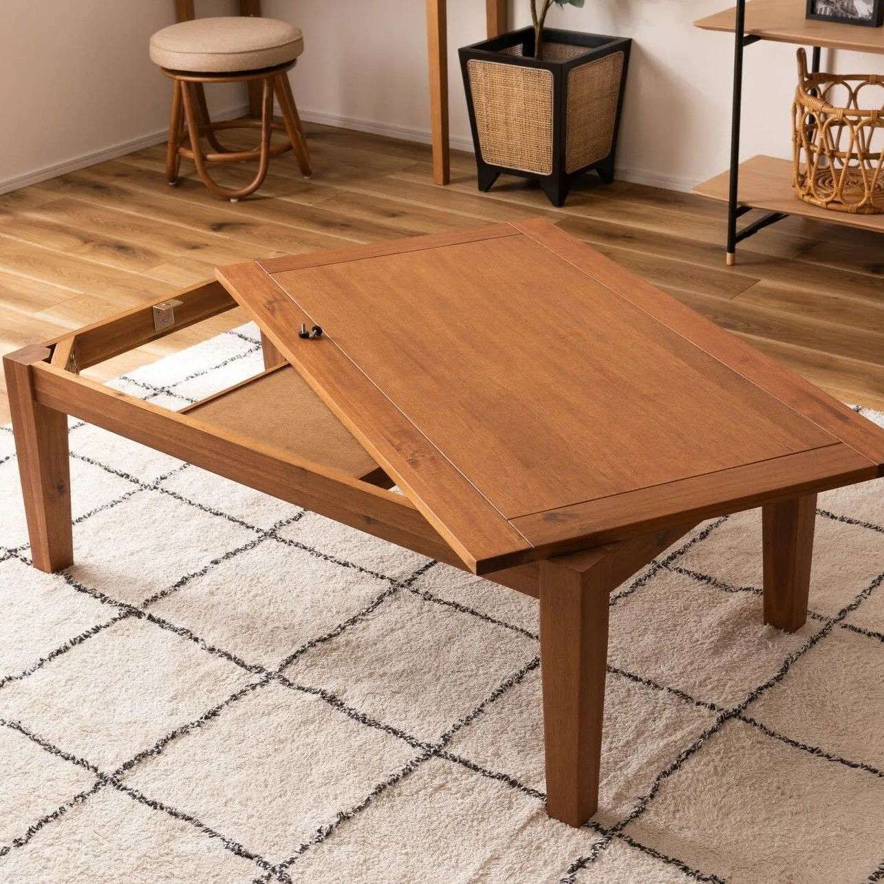 天然木 長方形 こたつテーブル 幅105cm センターテーブル ローテーブル 石英管 こたつ 炬燵