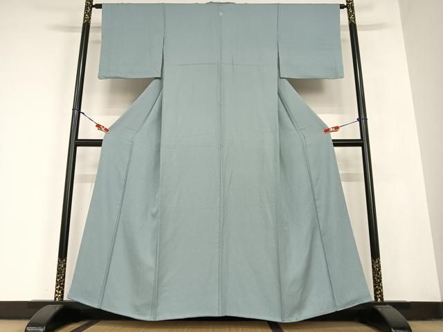 平和屋着物 上質な色無地 紋意匠 藍鼠色 正絹 AABB6584zg