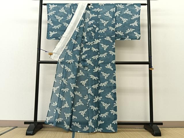 平和屋着物＊夏物　小紋　絽　草葉文　未使用　BAAU3482hj 平和屋着物＊夏物 小紋 絽 草葉文 未使用 BAAU3482hj