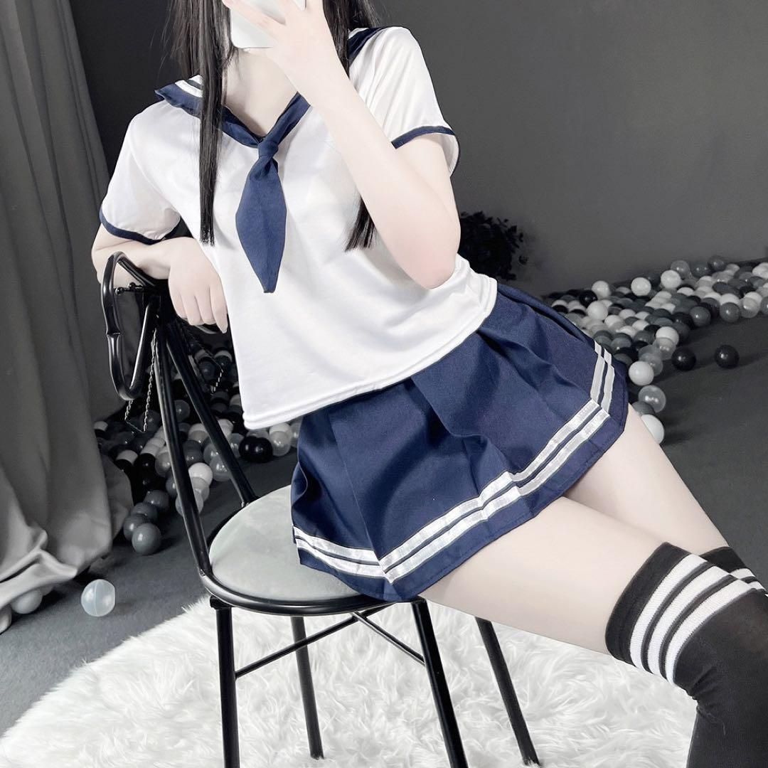 セーラー服上下2点セット 学生服 半袖 制服 コスプレ セクシー 過激 エッチ 男性女装女子高生 レディースミニスカートJK 仮装エロかわ悩殺 -  メルカリ