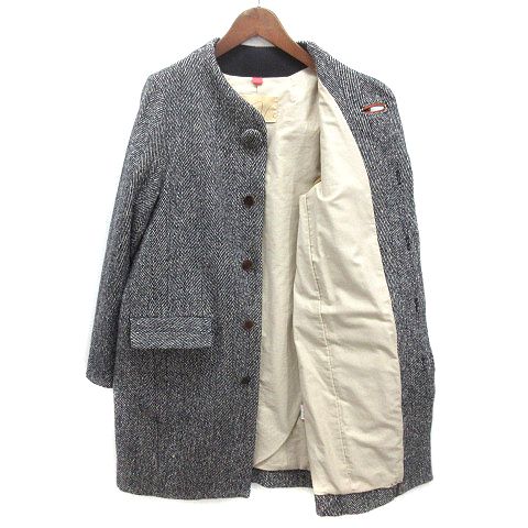 パラスパレス Pallas Palace ウール カシミヤ ヘリンボーン ノーカラー