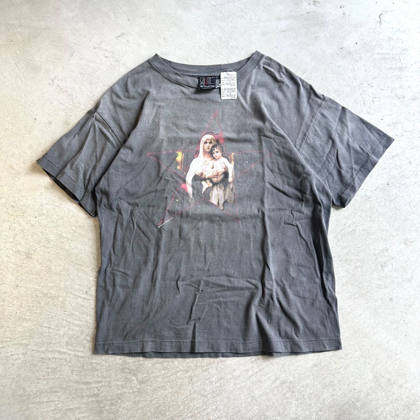 セントマイケル 23SS STR MARIA ィンテージ加工 半袖Tシャツ XL SAINT 
