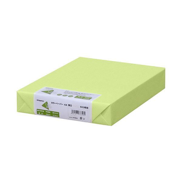 まとめ) 長門屋商店 Color Paper A4厚口 うぐいす ナ-3358 1冊(500枚) 【