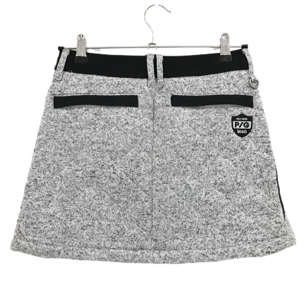 パーリーゲイツ 中綿スカート 杢グレー×黒 キルティング サイドロゴ ウエストゴム レディース 00 XS ゴルフウェア PEARLY GATES