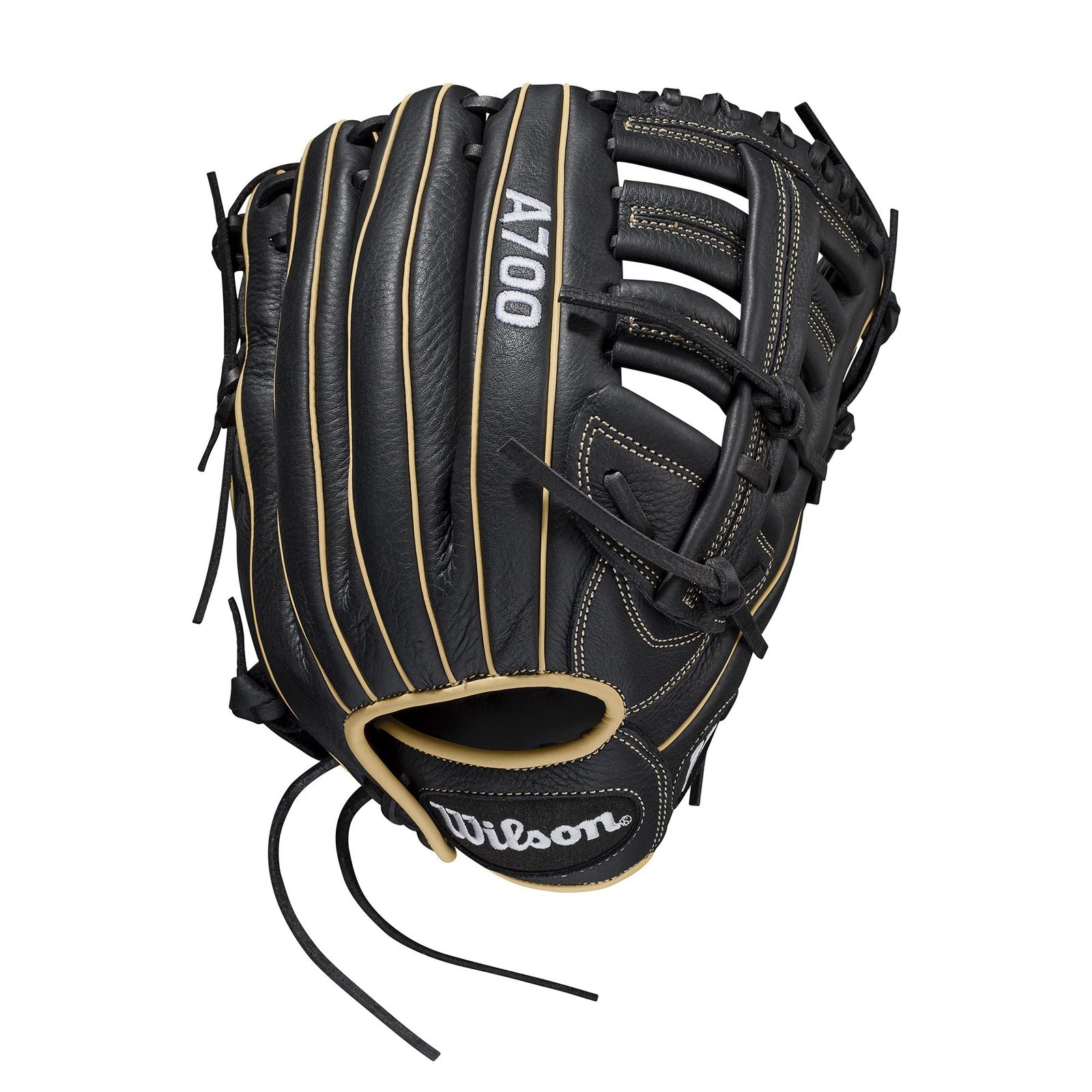Wilson 2025 A700 12.5インチ 外野 野球グローブ - ブラック ブロンド ホワイト 右利き用