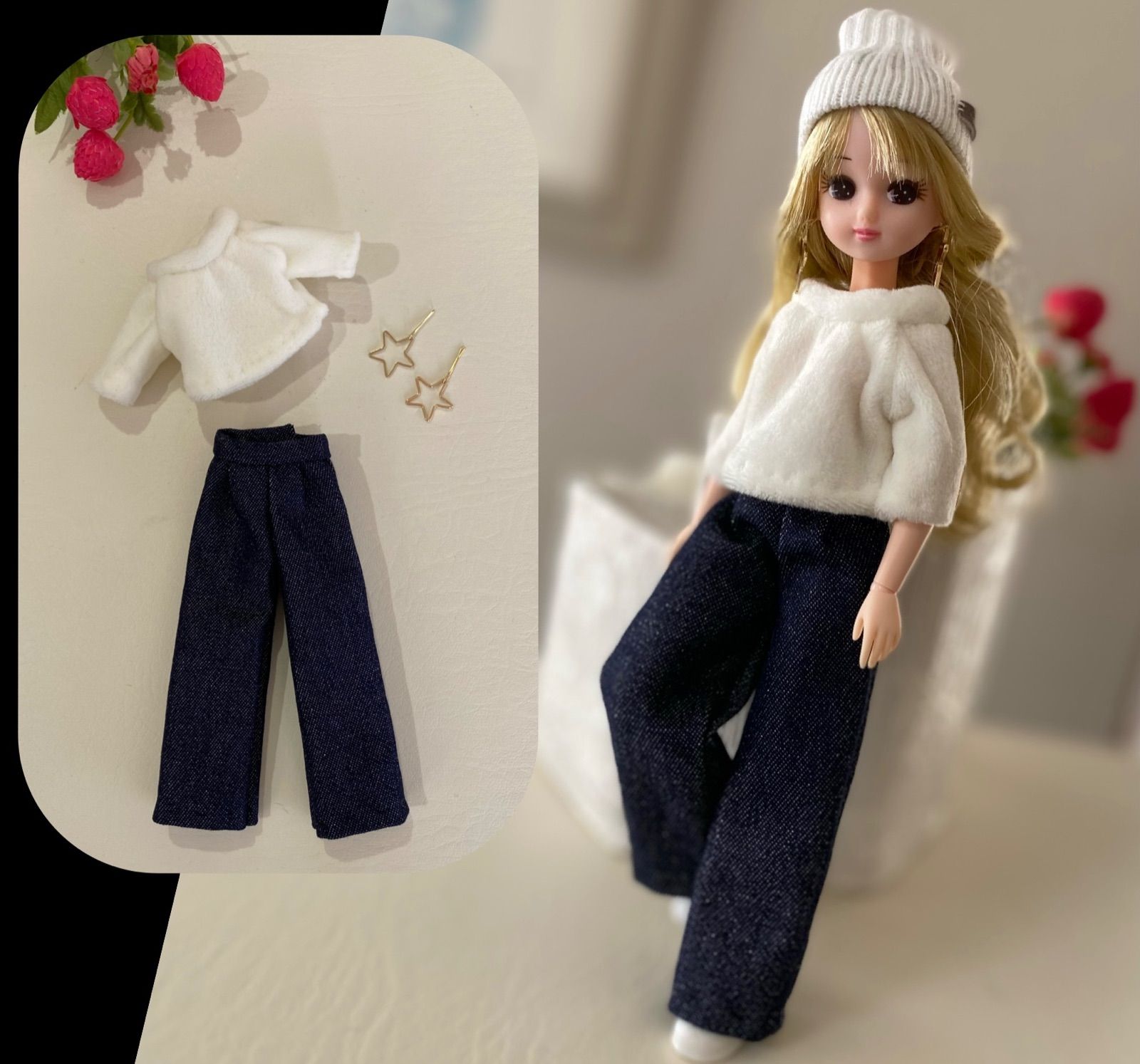 リカちゃん　デニムワイドパンツ　5点セット 25bc4d010e10000a7e17fa7831598f