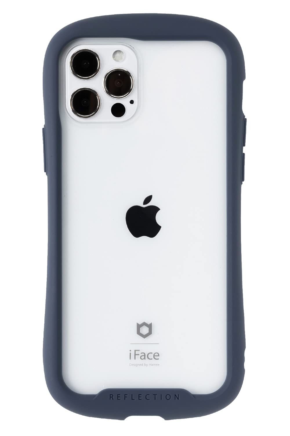iFace Reflection iPhone 12/12 Pro ケース クリア 強化ガラス (ネイビー)【アイフォン12 アイフォン12Pro 透明 カバー 耐衝撃 米国MIL規格取得 ストラップホール付 [iPhone 12/12 Pro専用・ネイビー]