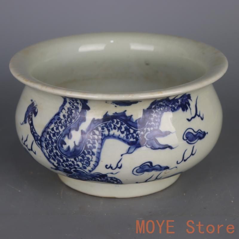 清康煕青花竜紋香炉 茶道具 香道具 装飾品 現代工芸品 置物