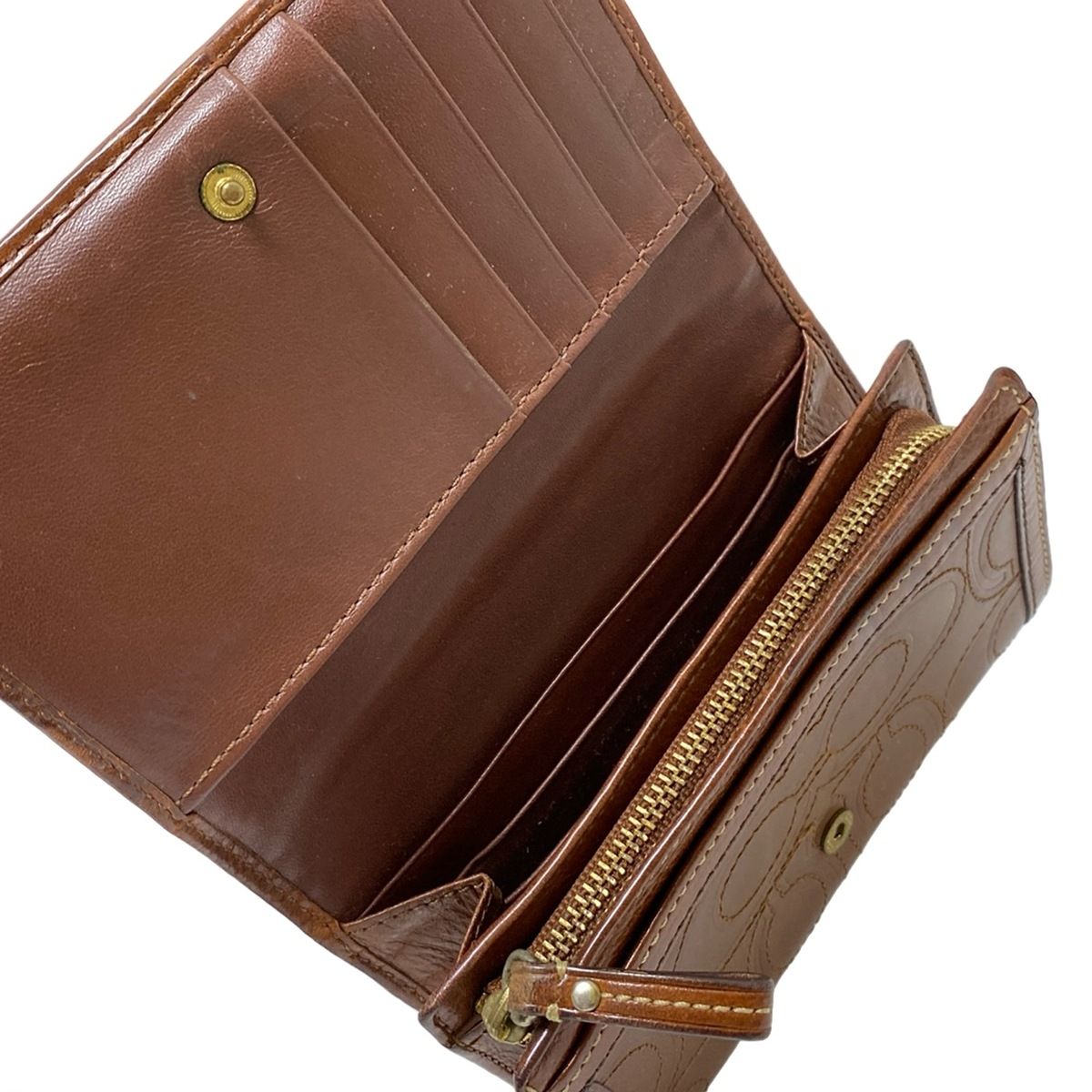 447 COACH コーチ シグネチャー コンパクトウォレット 折り財布 COACH