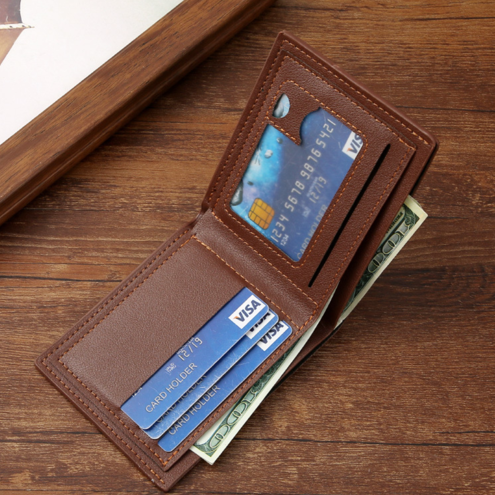 レザー製 折り畳み財布 薄型  PUレザー財布  折り畳み財布  薄型財布  メンズ財布  レディース財布  シンプルデザイン  高級感