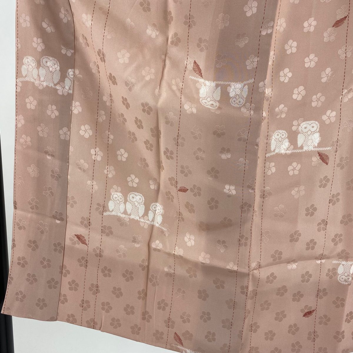 長襦袢 身丈122.5cm 裄丈61cm S フクロウ 桜 ピンク 正絹 秀品
