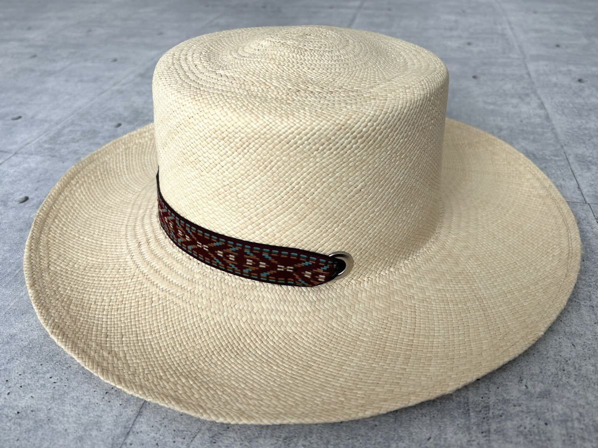 エクアアンディーノ ロングリボン ボーターハット つば広 麦わら帽子 Ecua-Andino hats リボンハット キャノチェ 柳7573