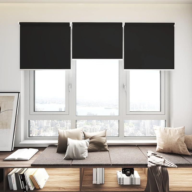 Deconovo ロールスクリーン ロールカーテン 幅160cm 丈180cm ブラック