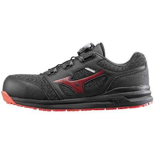 【新品・2営業日で発送】MIZUNO ミズノ ミズノ プロテクティブスニーカー オールマイティ LSII52L BOA ブラック×レッド 26.5 (F1GA220209265 7217)