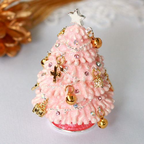 388-2【正規品】ピンククリスマス ジュエリーボックス クリスマスツリー モミの木 オーナメント 小物入れ 宝石箱 ジュエリーケース ギフト 誕生日プレゼント 置物 アクセサリーケース アン