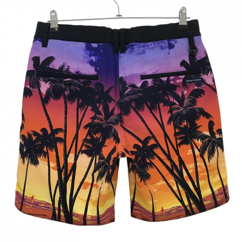 パーリーゲイツ ハーフパンツ オレンジ×ダークネイビー ヤシの木 ロゴ メンズ 4 M ゴルフウェア PEARLY GATES