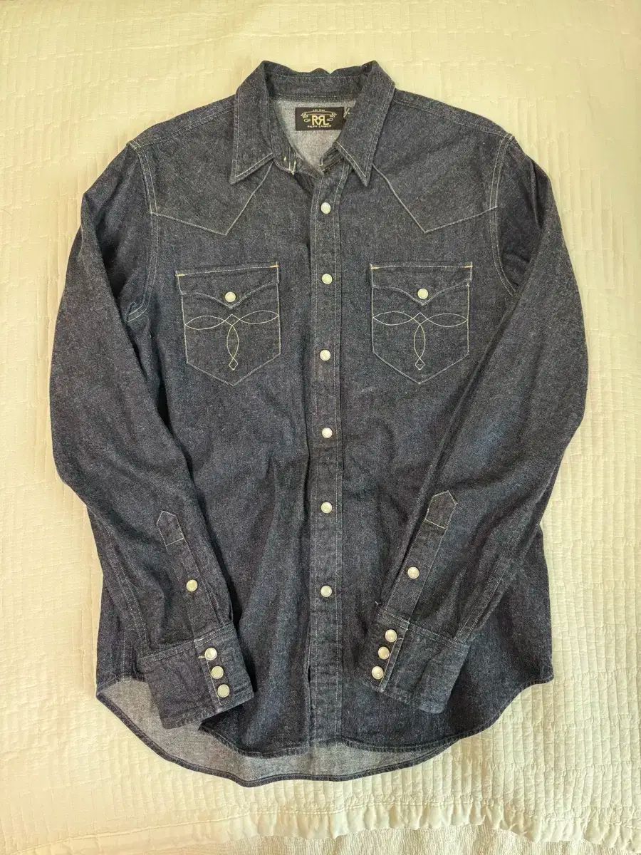 RRL ダブルアールエル デニム スリムフィット ウエストン シャツ M