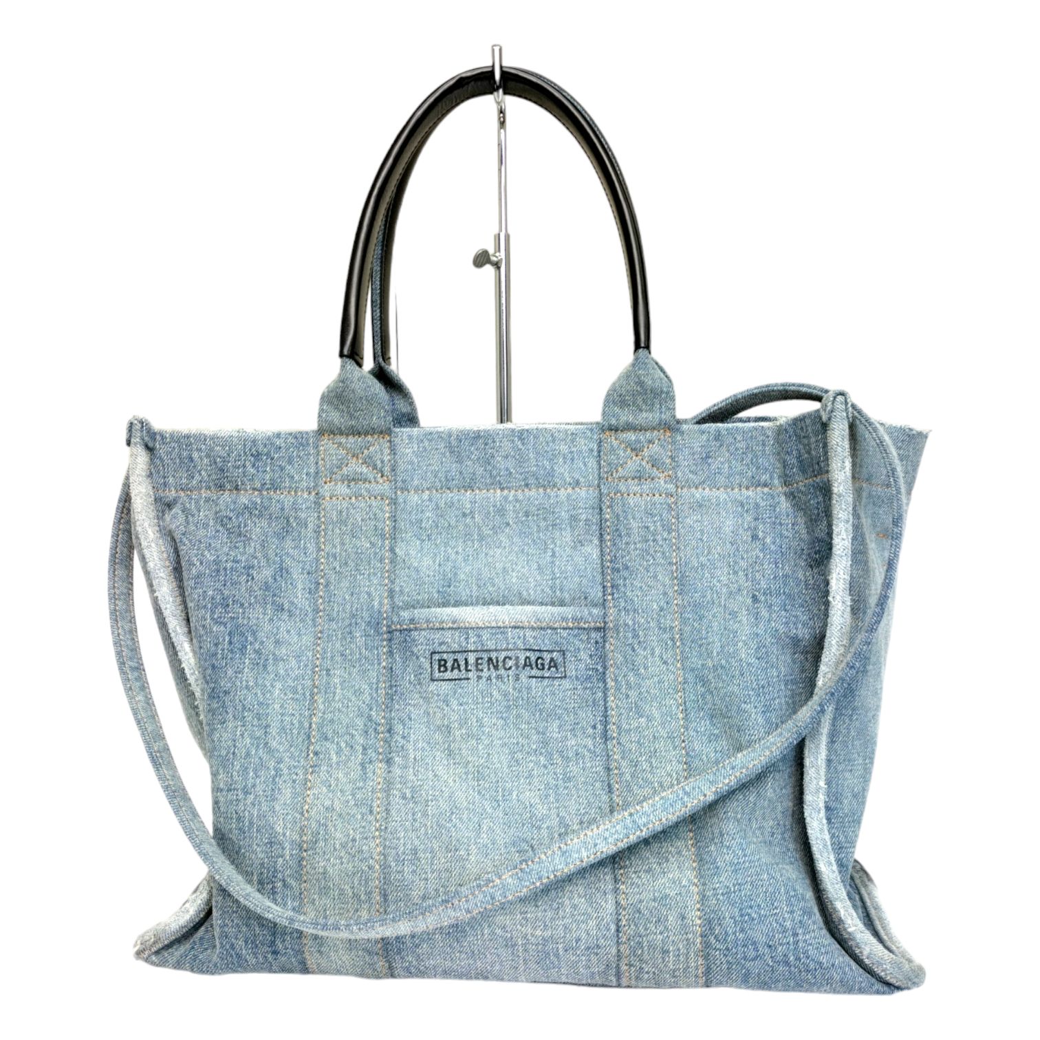 最終価格 BALENCIAGA バレンシアガ 671400 デニム ハードウェアトート トートバッグ 2way ショルダーバッグ 915 - メルカリ