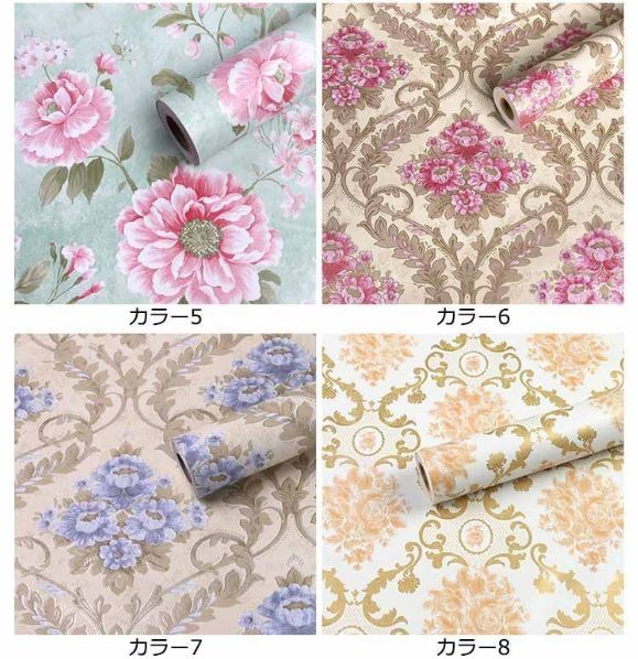 壁紙シール 壁紙 40色 防水 はがせる壁紙 リフォーム 幅45cm 花柄 長さ10m 剥がせる壁紙 ウォールステッカー カッティングシール ウォールステッカー粘着シート ふすま紙 壁紙クロス 簡単 eWcB862