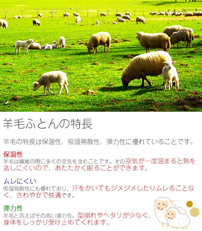 シングル 羊毛ふとん 羊毛掛け布団 ペイズリー 150×210cm ふっくらとあったか 丸洗いOK コットン100％ 16便 742-掛