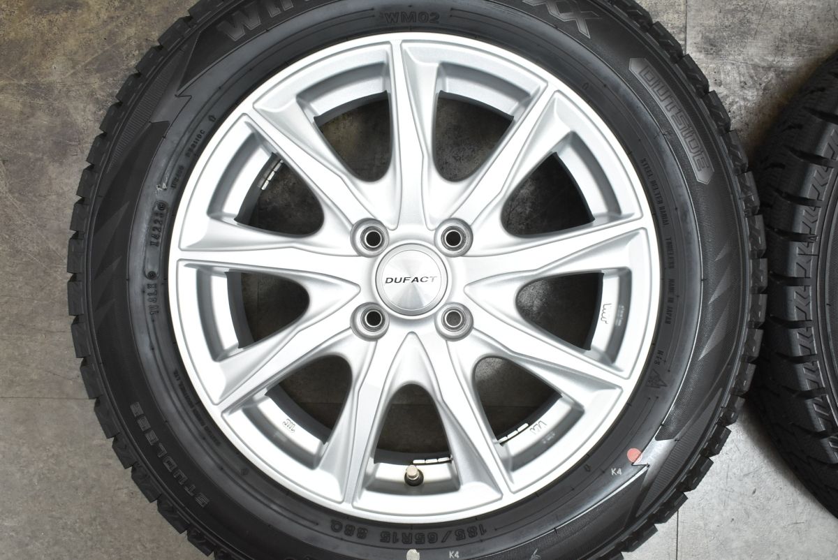 【バリ溝】15インチ 185/65R15 ヨコハマ2023年製 PCD100 2023年製 バリ溝 美品】DUFACT 15in 6J +45 PCD100 ダンロップ