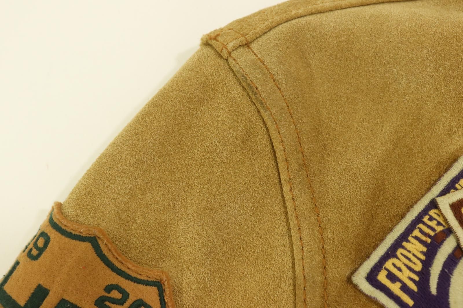 AVIREX メンズレザージャケット M カウスウェードパッチジャケット AVIREX M 茶 ブラウン ワッペン KANDAIZUMI_COM