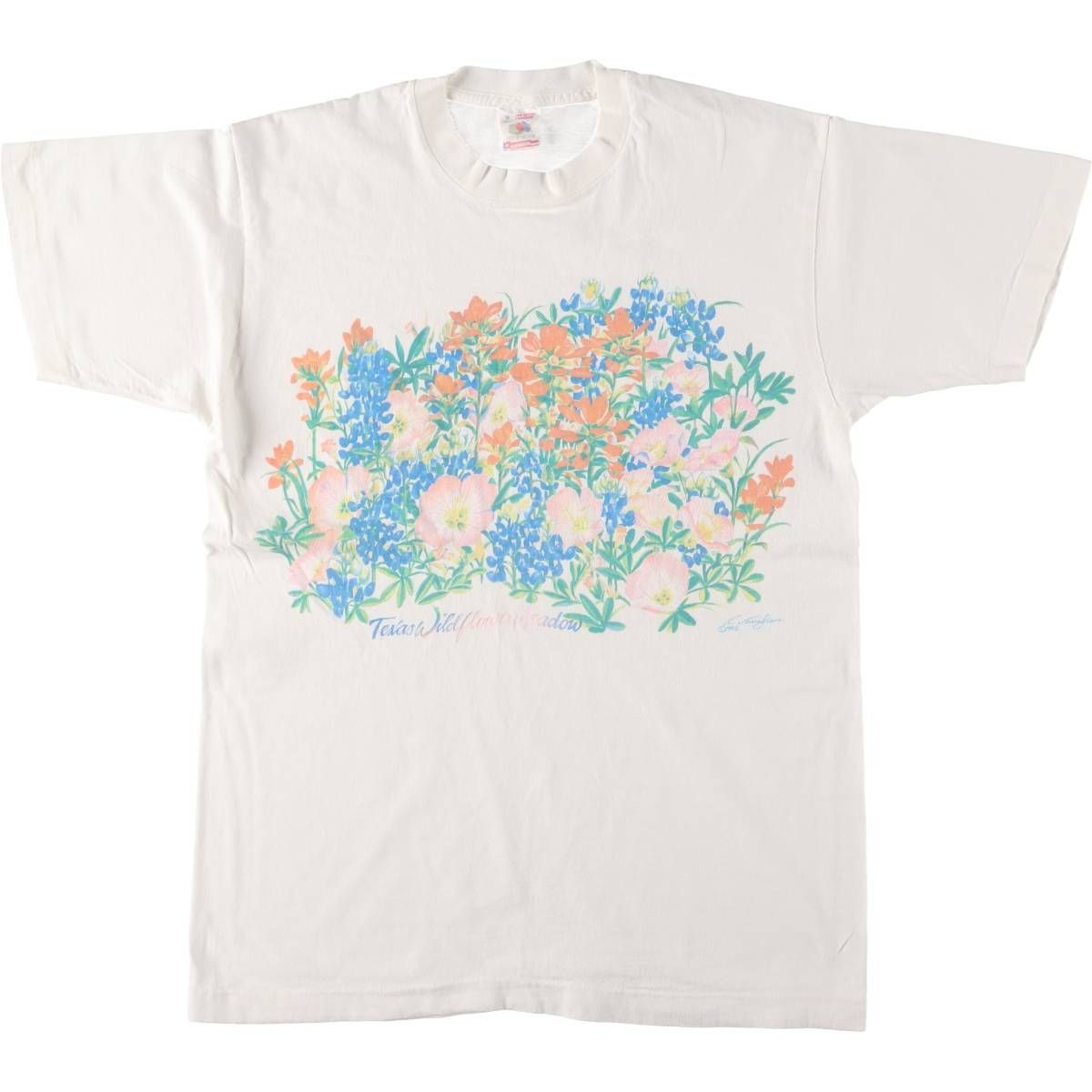 古着 90年代 フルーツオブザルーム FRUIT OF THE LOOM 花柄 アートTシャツ メンズM相当 ヴィンテージ|eaa549639
