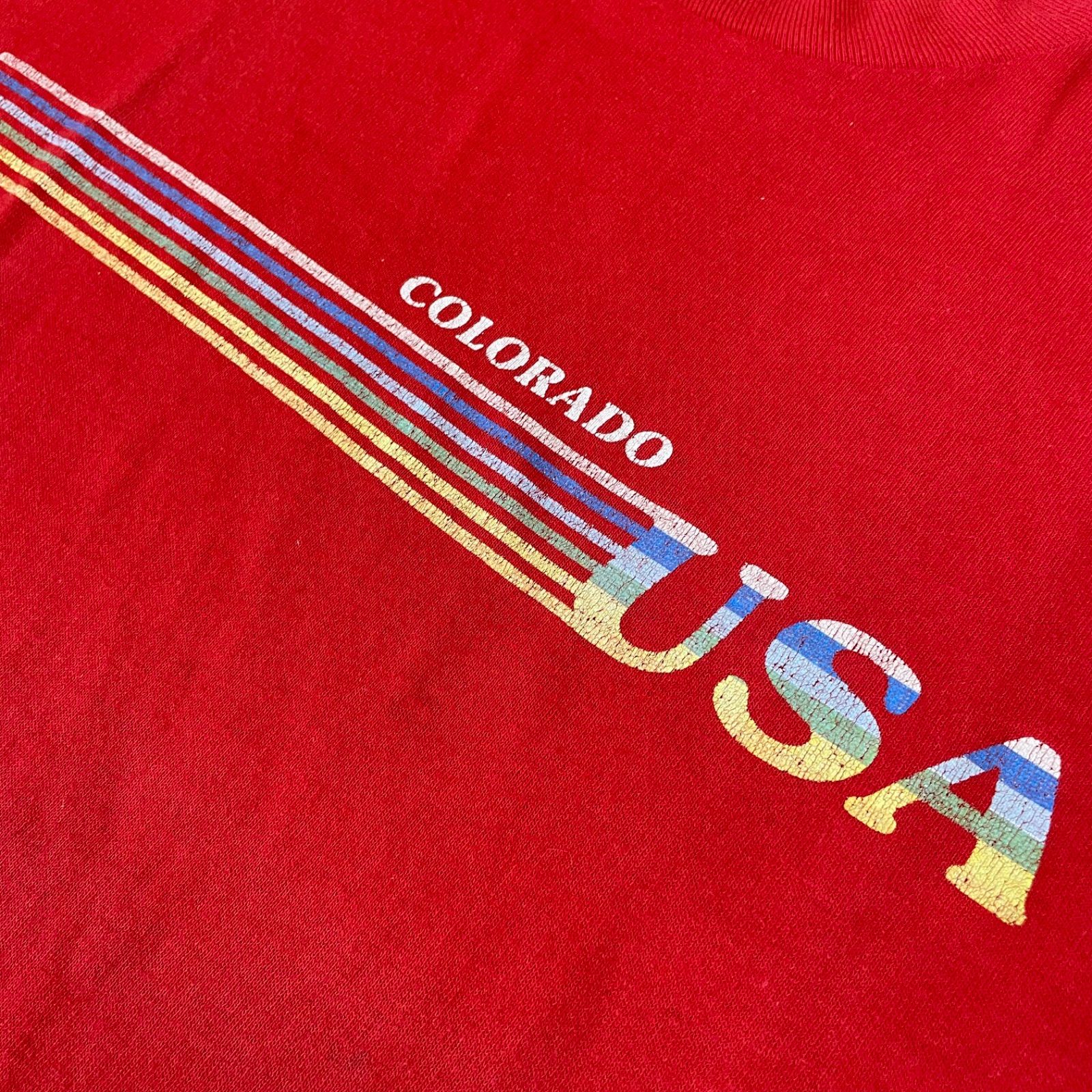 70s USA製 sportswear Tシャツ M レッド 旧タグ 半袖 US古着 70年代 