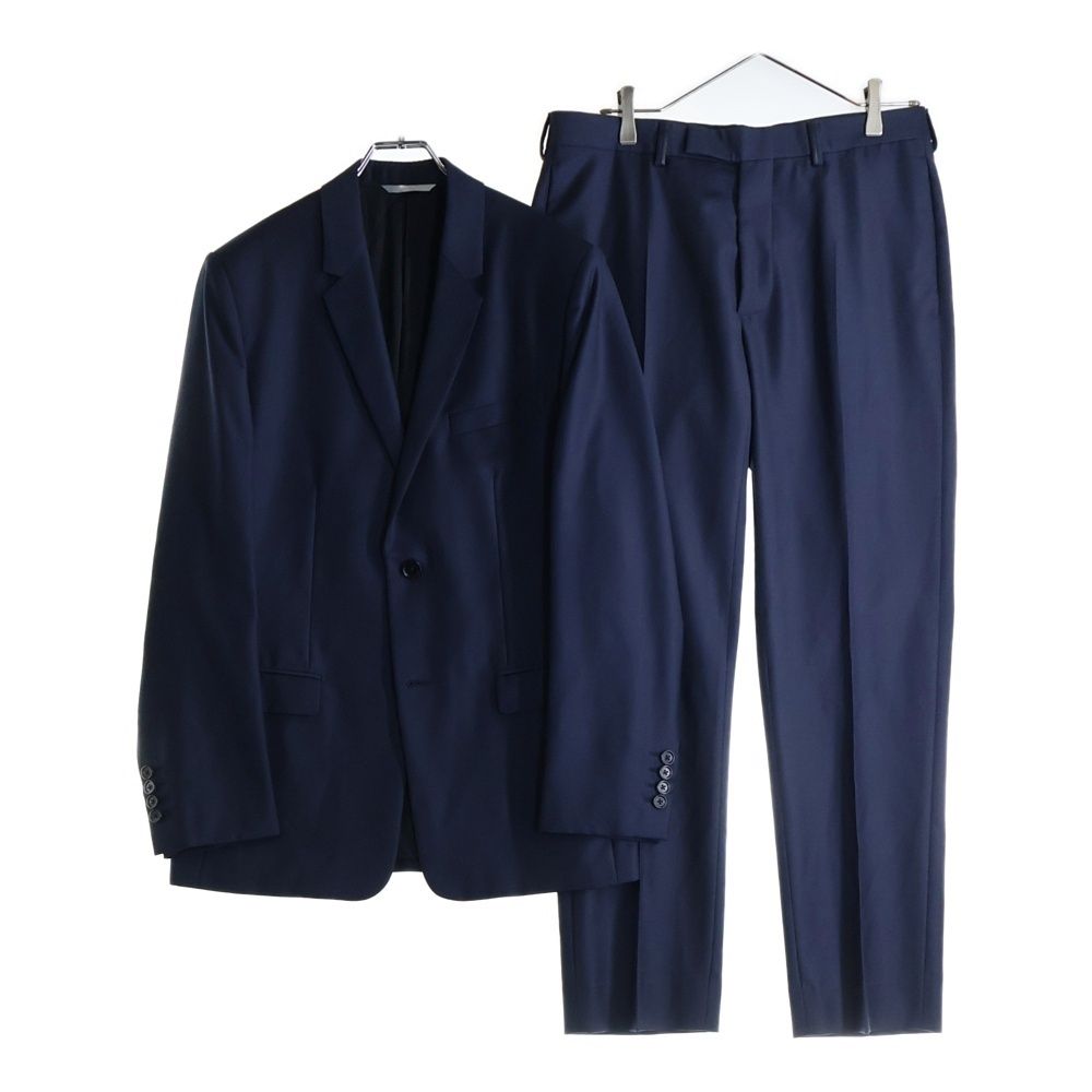 Dior HOMME ディオールオム セットアップスーツ ウール 2B ナローラペル テーラードジャケット ノータック スラックスパンツ ネイビー 533C235M3226