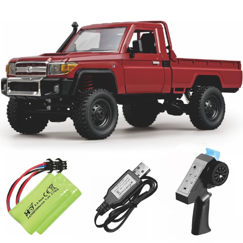 Ritaosan トヨタ ラジコン 子供向け 人気 ラジコンカー トラック オフロード 36CM 大型 軽トラ クローラー 1|12 4WD リモコンカー 2.4GHz コントローラブルライト 速度調整 充電式 バッテリー2個付き 電動 おもちゃ 技適認証