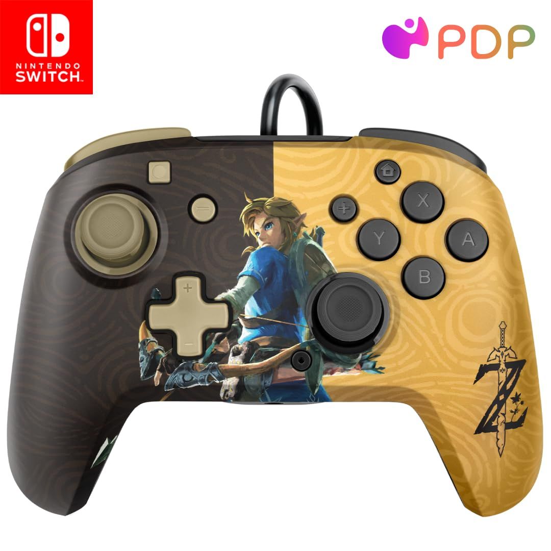 PDP Gaming Faceoff Deluxe+ Wired Switch Pro Controller Zelda: Breath of the Wild 