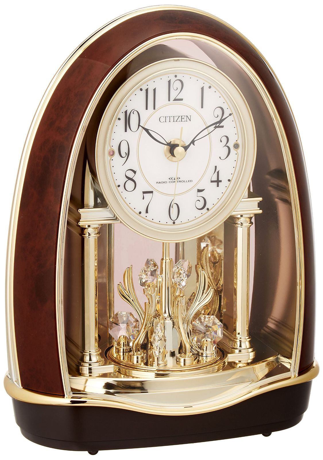 リズム RHYTHM シチズン 置き時計 電波時計 アナログ 毎正時 メロディ 12曲 入り 茶色 CITIZEN パルドリームR414 4RN414-023