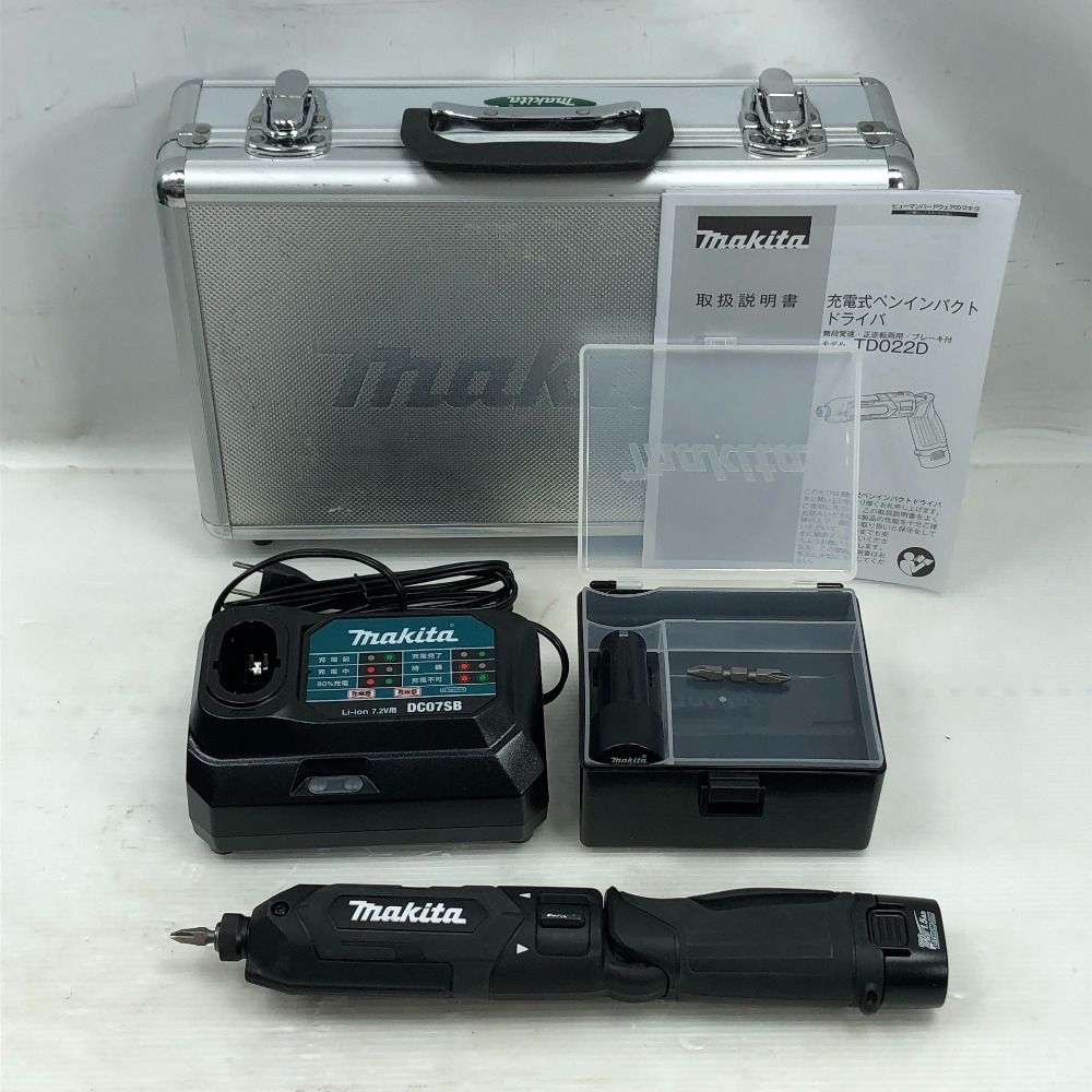 MAKITA マキタ 電動工具 インパクトドライバ 充電器 充電池2個 ケース付 TD022D ブラック
