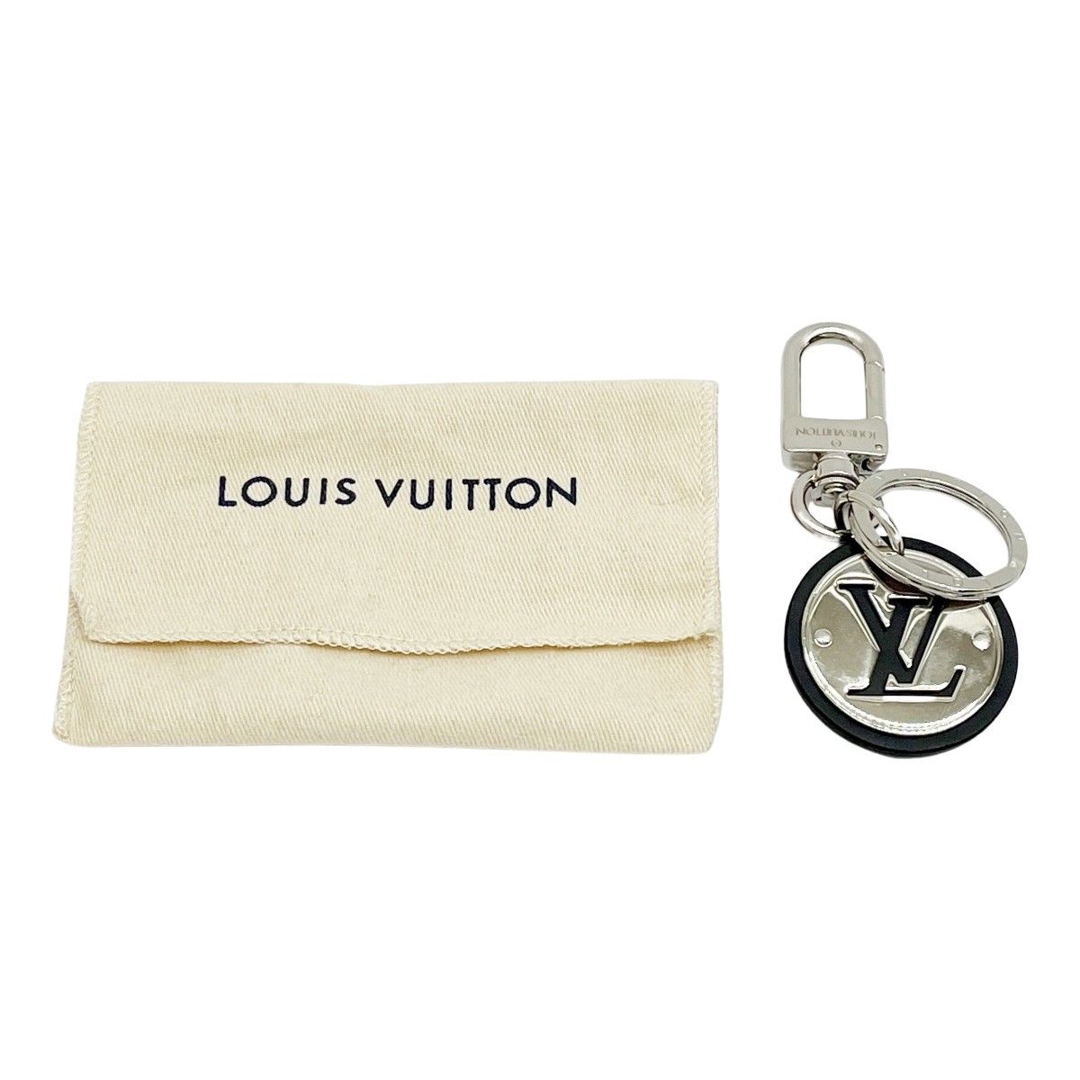 ◆◆LOUIS VUITTON ルイヴィトン M00741 LVカットサークル キーリング 布袋付 シルバー×ブラック