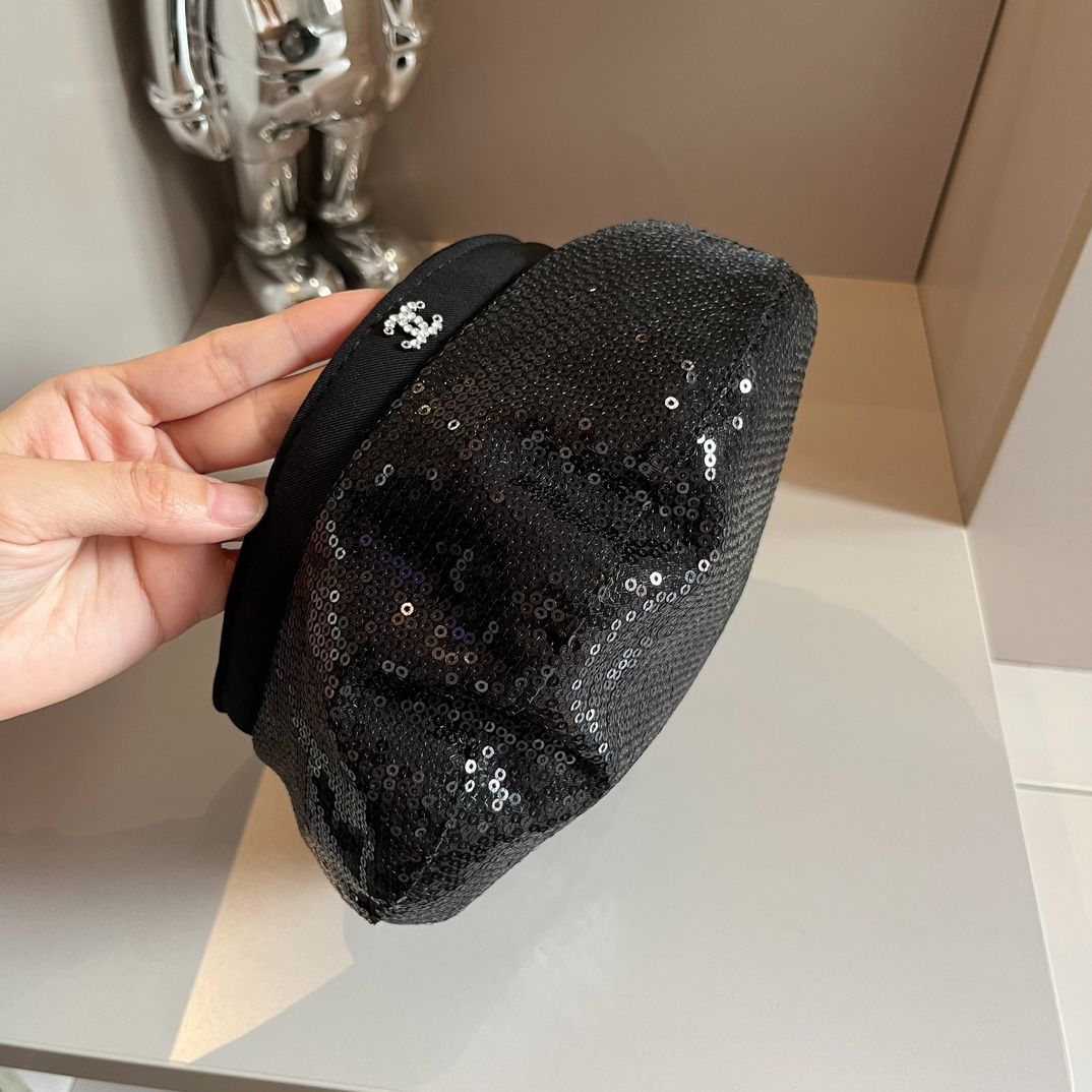 Chanel（シャネル） 珠片入りベレー帽 高級なシャネル風 -WTO