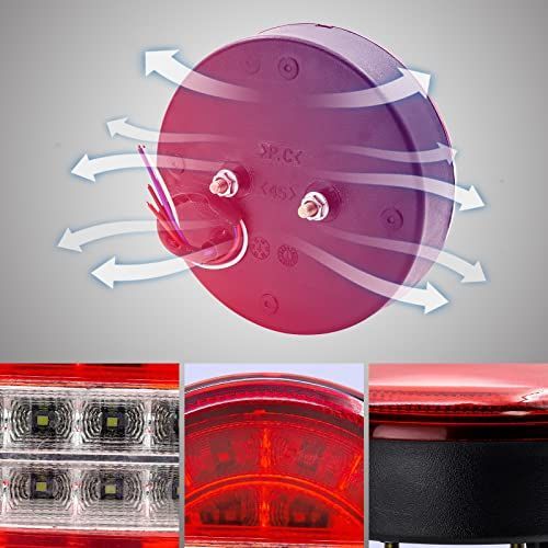 白と赤 Aoling トレーラーテール 12V24V テールランプ テールライト トラックリアライト キャラバンテール カーテール 防水  赤白色2色配光 リバース/ブレーキ指示灯/ドライビングとして対応 クリアランスランプ 丸型（左右セット） - メルカリ