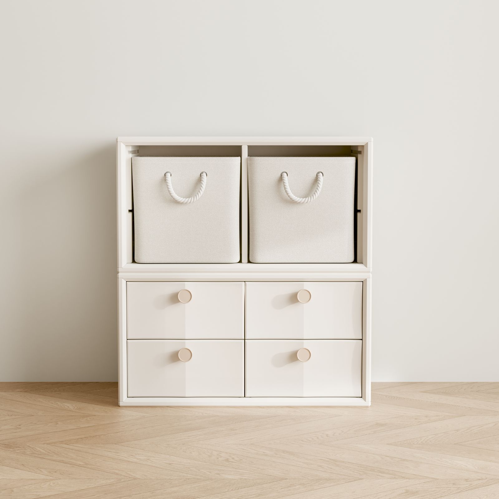 積み重ね収納 収納棚 扉付き おもちゃ箱 幅74cm 前開き キャビネット