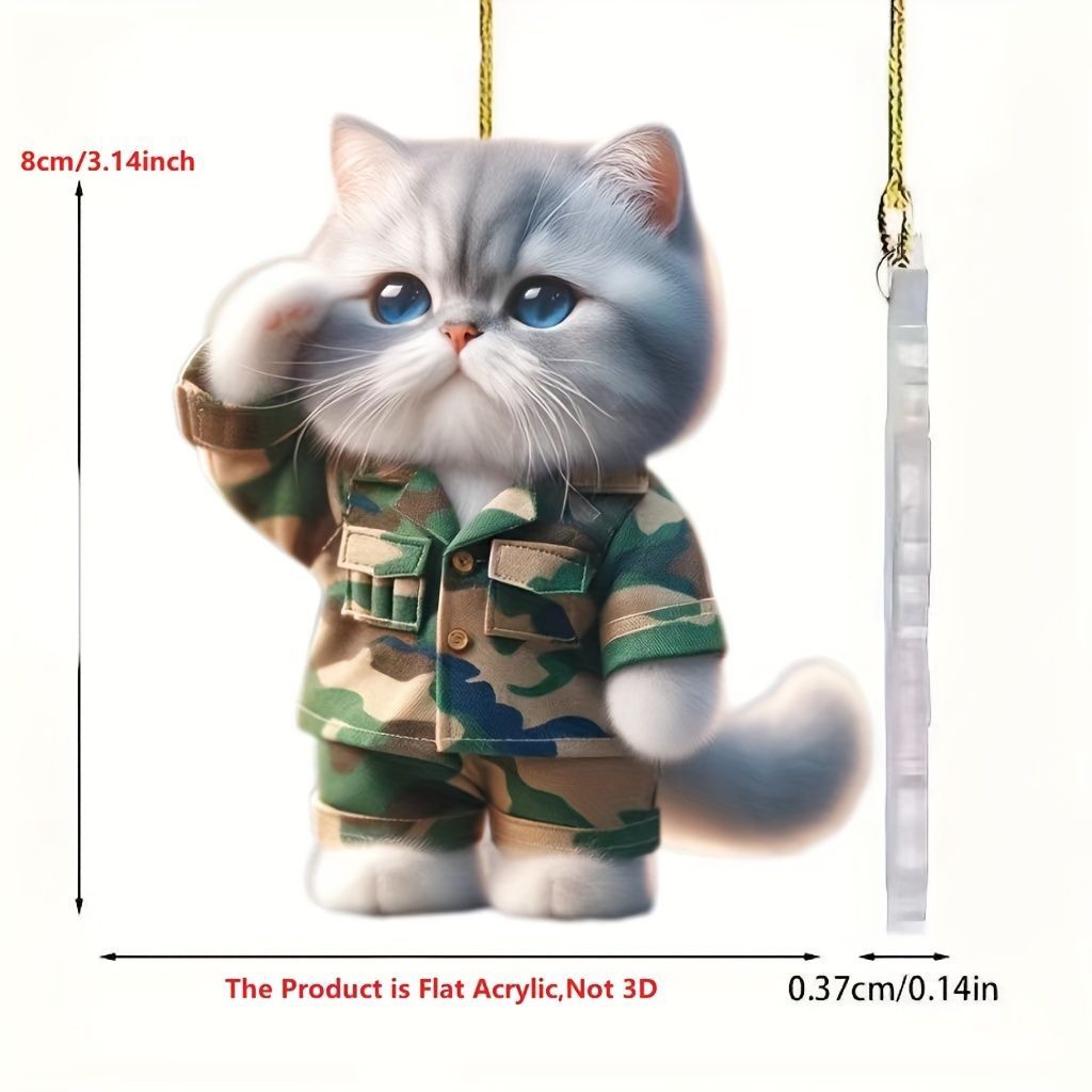 キーホルダー ネコ 軍人 ミリタリー 兵隊 2D 猫 アクリル 8cm