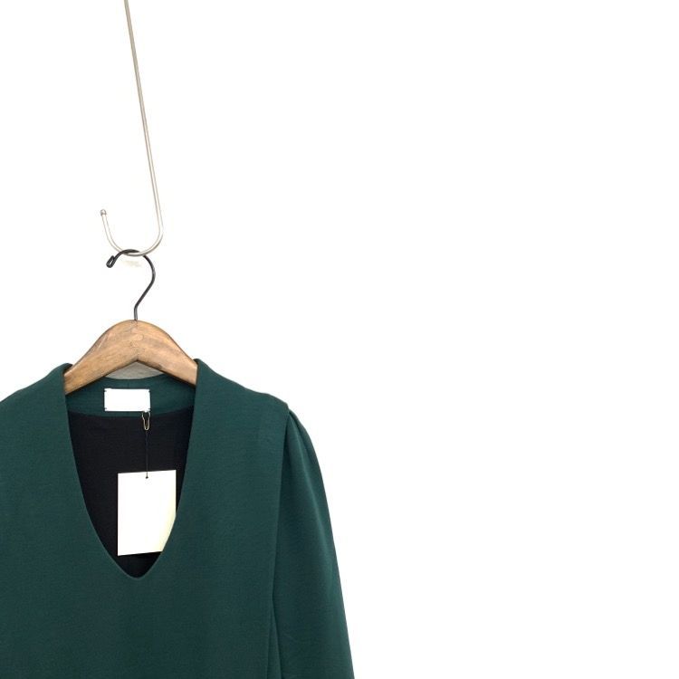 Mame Kurogouchi ジャージーワンピース 襟付 グリーン　サイズ2 マメクロゴウチ Mame Kurogouchi 22AW クラシックジャージー