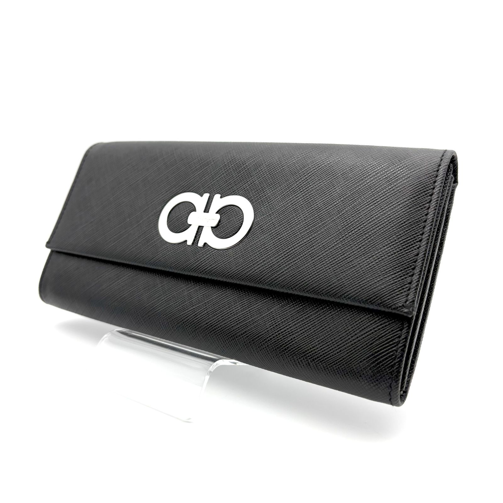 極美品】フェラガモ 長財布 黒 サフィアーノレザー ガンチーニ 【公式