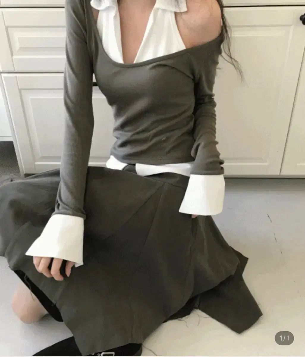 クレウッドエモーション ably エイブリー バナ レイヤード セット ヘリテージ カットスリット ミディ スカートセット