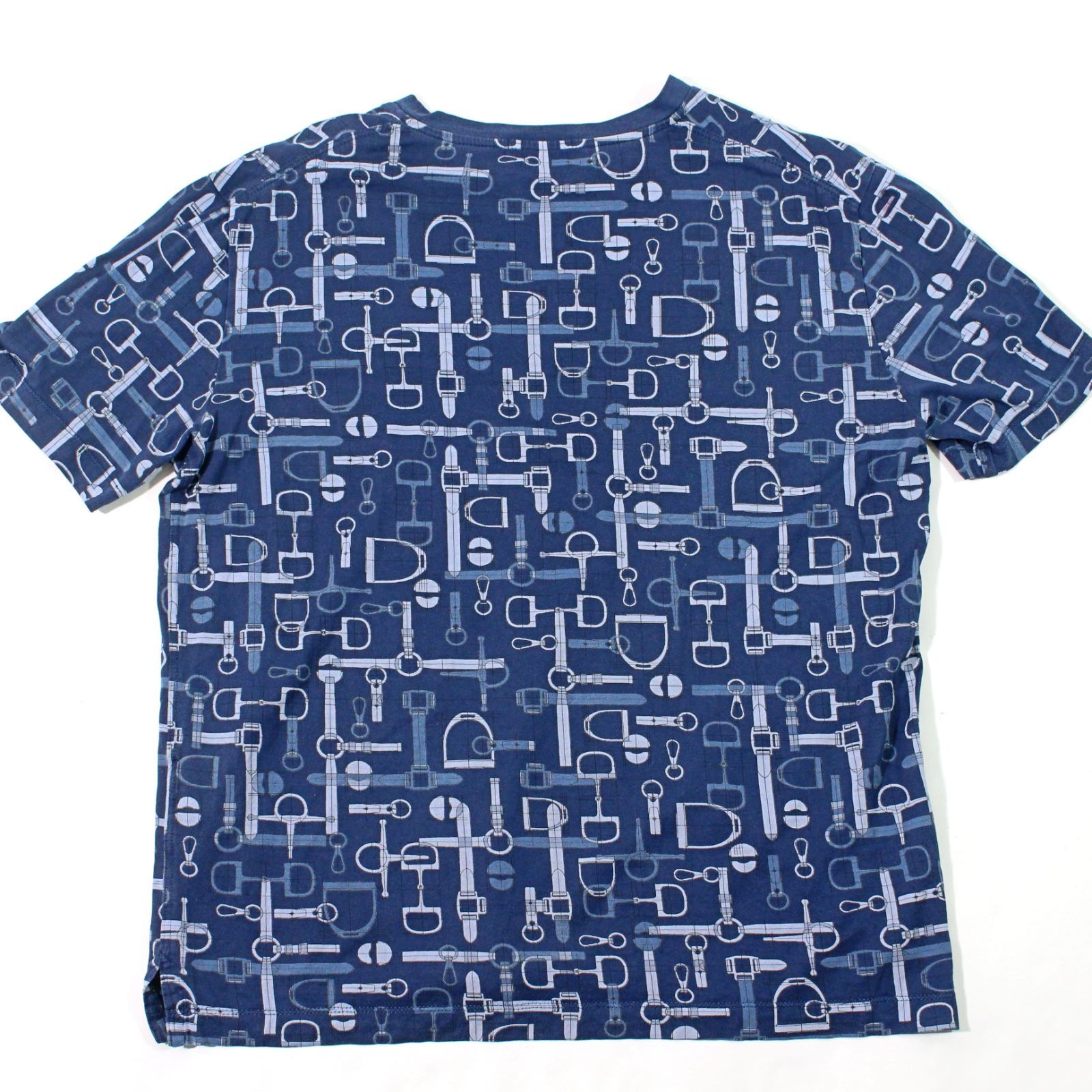 エルメス Tシャツ 半袖 馬具柄 ネイビーSサイズ