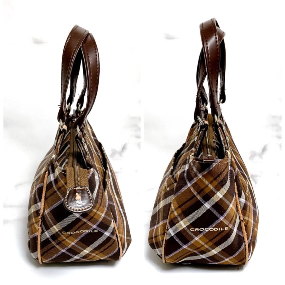 ☆ CROCODILE クロコダイル バッグ ハンドバッグ ワニ 鰐 茶色